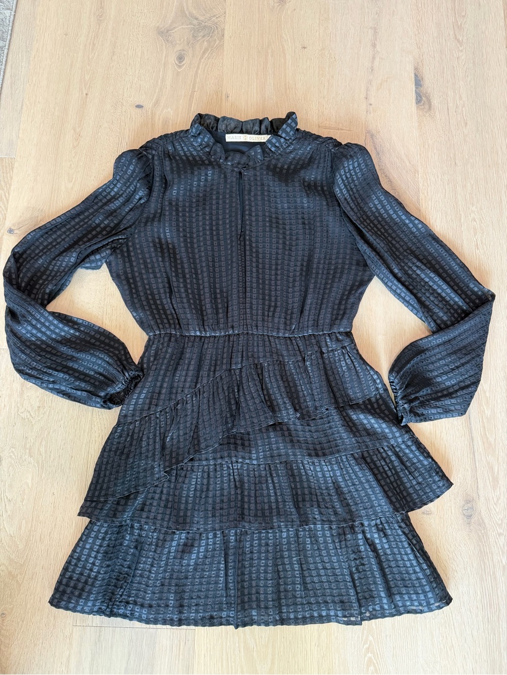 Marie Oliver Black Long-Sleeve Mini Dress